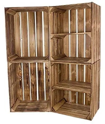 Produktbild von Set aus 2 Holzkisten mit Verzierungen und einer Trennwand in der Mitte