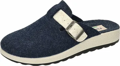 Produktbild von Fly Flot Damen Pantoffel Hausschuh mit Schnalle Filz 320127, Größe:41 EU, Farbe:Blau