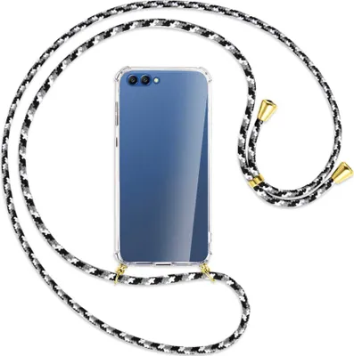 Produktbild von Handykette Backcover-Schutzhülle mit Band (Metall goldfarben) für Honor 10 - schwarz/grau/weiß