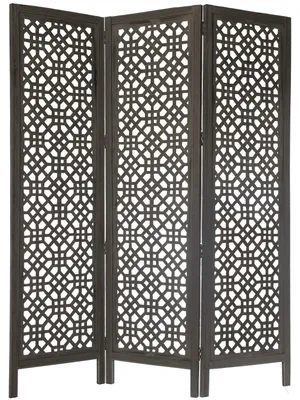 Raumteiler, 3-teilig, Mangoholz/MDF, grau, 150x180x2,2 cm