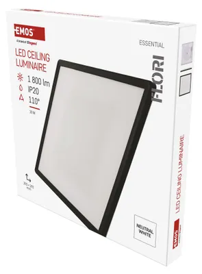 LED přisazené svítidlo FLORI čtvercové, černé, 18W, neutrální bílá