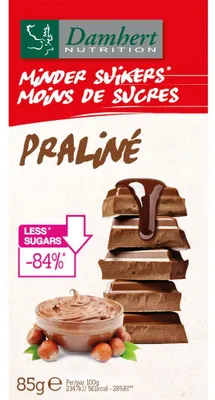 Produktbild von Damhert Schokolade weniger Zucker Praline 85g