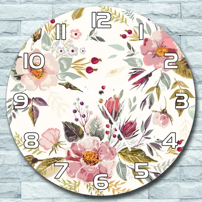 Produktbild von Wanduhr aus Glas Rund fi 30 Vintage Feldblumen Quarz Deko Schlafzimmer Büro