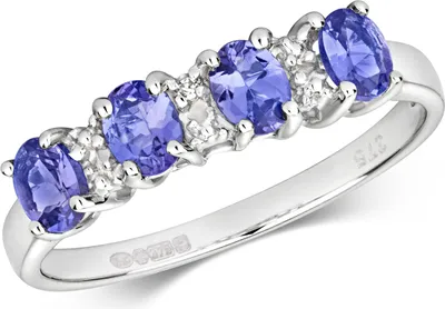 Produktbild von Wunderschöner 9 Karat (375) Weißgold Damen - Diamant Ring Brillant-Schliff H - PK mit Tansanit, 57 (18.1); TRS28707RSP