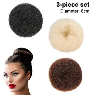 Produktbild von Haarknotenformer 3 Stück, Chignon-Donut Für Kurzes Haar, 8 cm Duttformen Für Mädchen