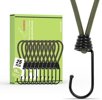 Zdjęcie produktu dla Gumowe klipsy z hakiem, Brotree, 25 sztuk, 15 cm. Gumowe zaciski z hakiem