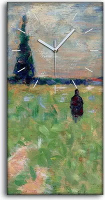 Produktbild von Wandkunst Leinwand Bild Uhr Geräuschlos Kunstdruck 30x60 Eine Sommerlandschaft - weiße Hände