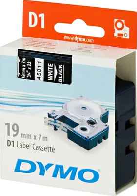 Obrázok produktu pre DYMO D1 - Štandardné etikety - biele na čiernom podklade - 19 mm x 7 m