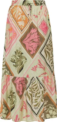 Produktbild von comma Damen Maxirock, Bohemian-Chic, fließend, mit All-over-Print, ausgestellt