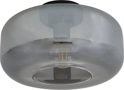Produktbild von Lindby Deckenleuchte Hildur, Ø 28,5 cm, rauchgrau, Glas