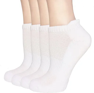 Produktbild von Damen-Sportsocken, 4 Paar, weiß, mit Polsterung, atmungsaktiv und feuchtigkeitsableitend