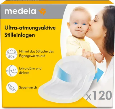 Produktbild von Medela Ultra-atmungsaktive Stilleinlagen – Hochgradig saugfähig – Diskretes Design für hohen – 60er Pack 60 Stück