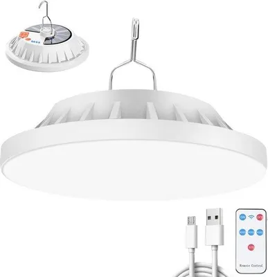 Image de Lampe de camping solaire, 120 LED, avec télécommande, rechargeable par USB, 5 modes, étanche, pour éclairer la tente