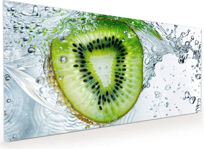 Produktbild von Küchenrückwand Spritzschutz Glas mit Motiv Kiwi im Wasser 40 x 40 cm