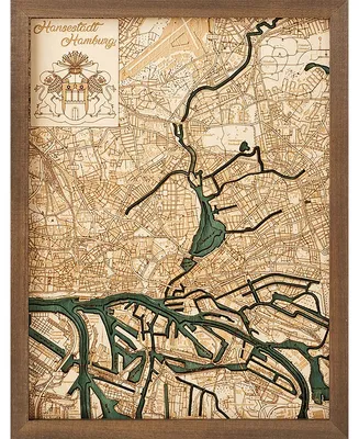 Immagine prodotto di Mappa tridimensionale in legno di "Amburgo".