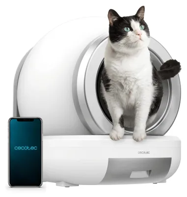 Obrázek produktu pro Cecotec Pumba 7000 CleanKitty Compact Connected, Kočka, Robotický záchod pro kočky, Bílá, 65 l, 470 mm, 560 mm