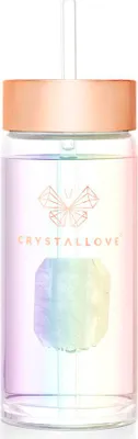Imagen del producto de Botella de vidrio CRYSTALLOVE con cuarzo y pajita, 400 ml - Holograma