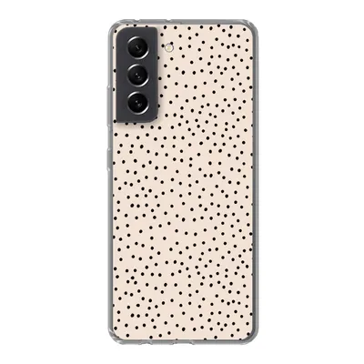Produktbild von MuchoWow® Handyhülle Schutzhülle Hülle für Samsung Galaxy S21 FE Polka dot - Beige - Schwarz Silikon Softcase Handy Hülle - Mobiltelefonhülle