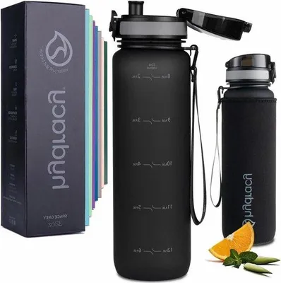 Produktbild von Große 1-Liter-Sportflasche ohne BPA - kein Trinkhalm - leckgeschützte Flasche mit Fruchtfüllöffner - ideal für Fitness und Outdoor-Aktivitäten.
