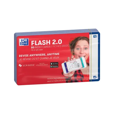 Image de OXFORD 400133887 80 OXFORD Karteikarten FLASH 2.0 DIN A7 weiß, blau blanko