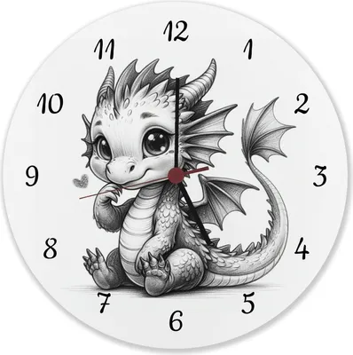 Produktbild von niedlicher Babydrache Wanduhr aus Alu