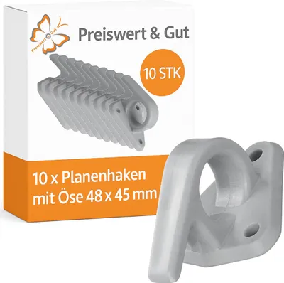 Produktbild von 10x Befestigungshaken 48x45 mm Anhänger Plane Planenhaken Kunststoff Haken als Ladungssicherung Spannhaken und Zurrösen