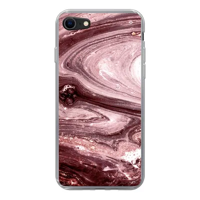 Produktbild von MuchoWow® Handyhülle Schutzhülle Hülle für iPhone SE 2020 Marmor - Gold - Rosa Silikon Softcase Handy Hülle - Kartenbesitzer