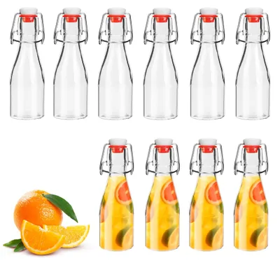 Produktbild von DUBUOZA Glasflaschen 150 ml mit Bügelverschluss,10 Stück Kleine Flaschen zum Befüllen,Bügelflaschen Zum Befüllen,Öl, Wein, Wasser oder Saft
