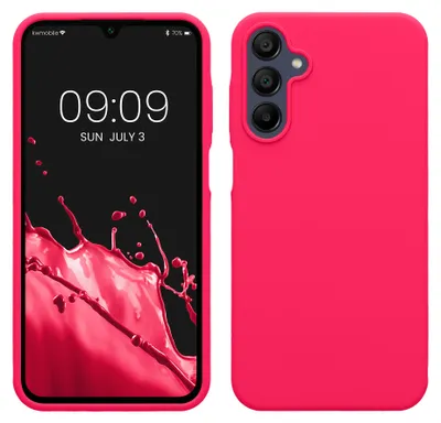 Produktbild von kwmobile Handyhülle für Samsung Galaxy A15 5G Hülle - Case Silikon - Kabelloses Laden - Schutzhülle Cover in Neon Pink