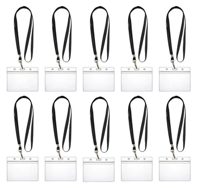 Produktbild von 10x Ausweishülle ZIP Kartenhalter wasser- & staubdicht horizontal +10x Schlüsselband SCHWARZ Ausweis Halter Komplettset mit Lanyards Kartenschutzetui