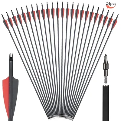 Produktbild von Kohlenstoffpfeile, 30 Zoll, 500 Wirbelsäule, 24 Stück schwarz rot