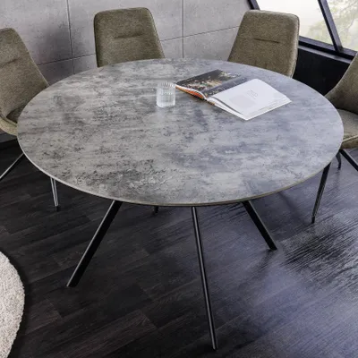 Produktbild von riess-ambiente Runder Esstisch ATELIER 120cm grau Beton-Design schwarz Metall Esszimmertisch Tisch Küchentisch