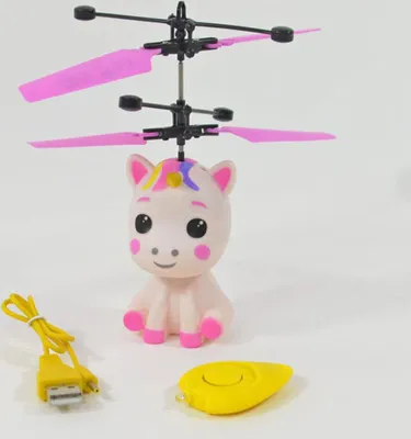 Produktbild von Kögler Mini Flyer Einhorn weiß/pink Flieger mit Fernbedienung & LED Höhe 16 cm