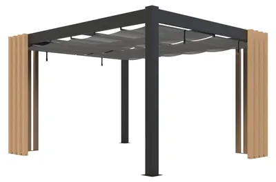 Produktbild von Sojag Lito 1012 freistehende Pergola 3x3,5  mit Sonnensegel Holzoptik