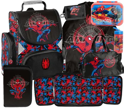 Produktbild von SPIDEY SPIDERMAN Schulranzen set 7in1 Ranzen rucksack Federmappe Turnbeutel SPIDER-MAN fur JUNGEN FÜR SCHULKINDER SCHULRANZEN FEDERMAPPE TURNBEUTEL