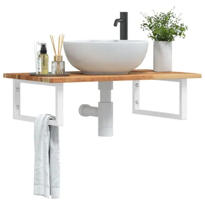Immagine prodotto di Maison Exclusive - Mensola lavabo da parete in acciaio e legno di acacia
