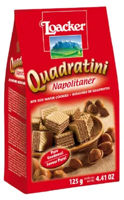 Productafbeelding van Loacker Quadratini: Napolitaanse wafels in blokjes, 125g