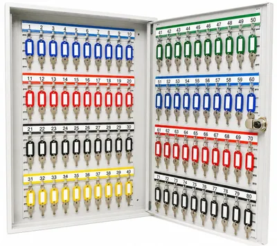 Produktbild von Schlüsselkasten mit 80 Haken, Stahlschlüsselkasten zur Wandmontage