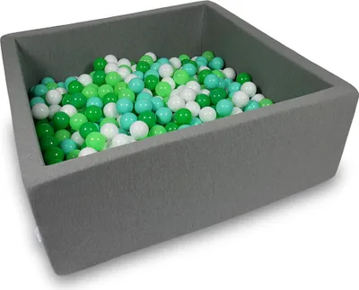 Produktbild von Trockenbecken 110x110x40cm grau mit 600 Bällen: weiß, hellgrün, mint, grün