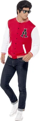 Obrázek produktu pro Smiffys - "50s Jock" Varsity Jacket (US College Style) pro muže/dámy Uni SM2281 (M) (Red/White)