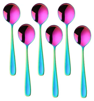6er-Set Regenbogen-Suppenlöffel, Edelstahl 18/10, 17,5 cm