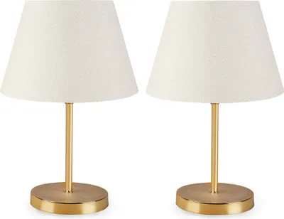 Produktbild von Opviq, Hochwertiges Tischlampen-Set (2 Stück), Creme, 37 cm hoch | 100% PVC, Metallbeine, Schirmdurchmesser: 22 cm | Elegantes Design für modernes Wohnen & Hotels.