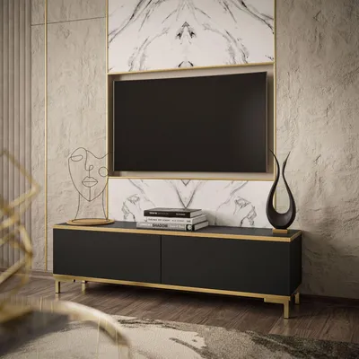 Produktbild von RTV Schrank OXFORD 135 cm grau gold beine