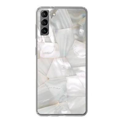 Produktbild von MuchoWow® Handyhülle Schutzhülle Hülle für Samsung Galaxy S21 Plus Naturstein - Perlmutt - Weiß Silikon Softcase Handy Hülle - Handy-Tasche