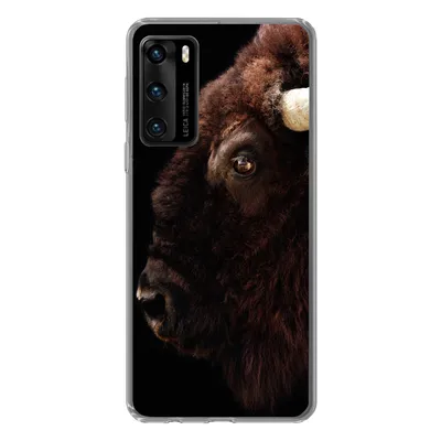Produktbild von MuchoWow® Handyhülle Schutzhülle Hülle für Huawei P40 Bison - Horn - Porträt Silikon Softcase Handy Hülle - Handytasche