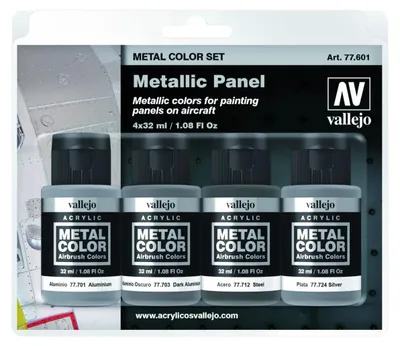 Produktbild von Vallejo MC77601 Vallejo Metal Color Metallic Panel Set (4)