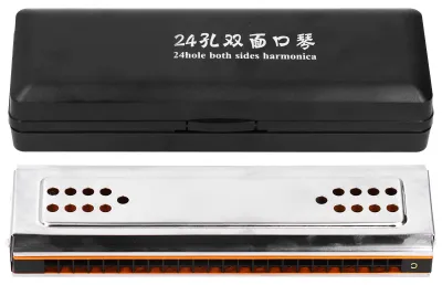 Produktbild von Tremolo-Mundharmonika, 24 Löcher, C- und G-Tonart, doppelseitig, mit Box, Musikinstrument für Anfänger