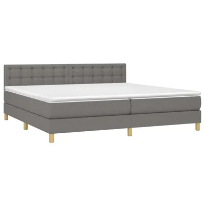 Imagen del producto de Cama con somier y colchón de la marca vidaXL, color gris oscuro, dimensiones 200x200 cm, tapizada en tela