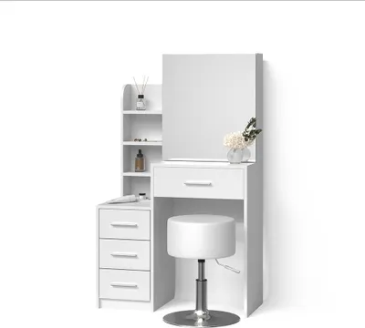 Produktbild von Schminktisch Livinity Loreta Weiß 80 cm mit Hocker, Model 52361