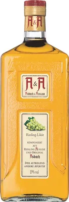 A bottle of Asbach A&A Riesling Liqueur.